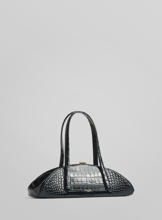 black lua bag croc embossed leather