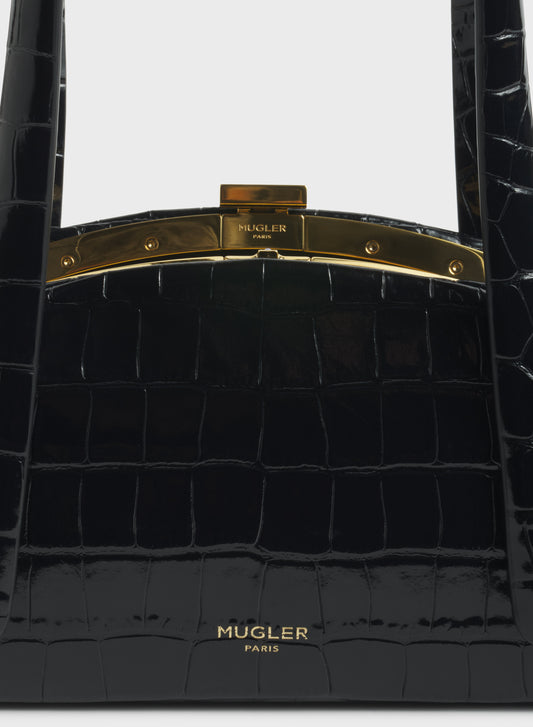 black lua bag croc embossed leather