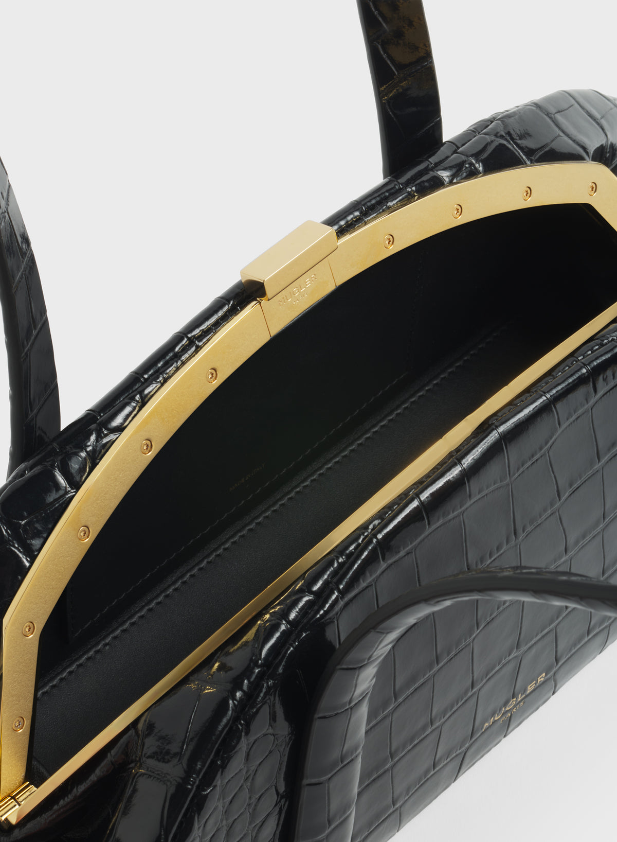 black lua bag croc embossed leather
