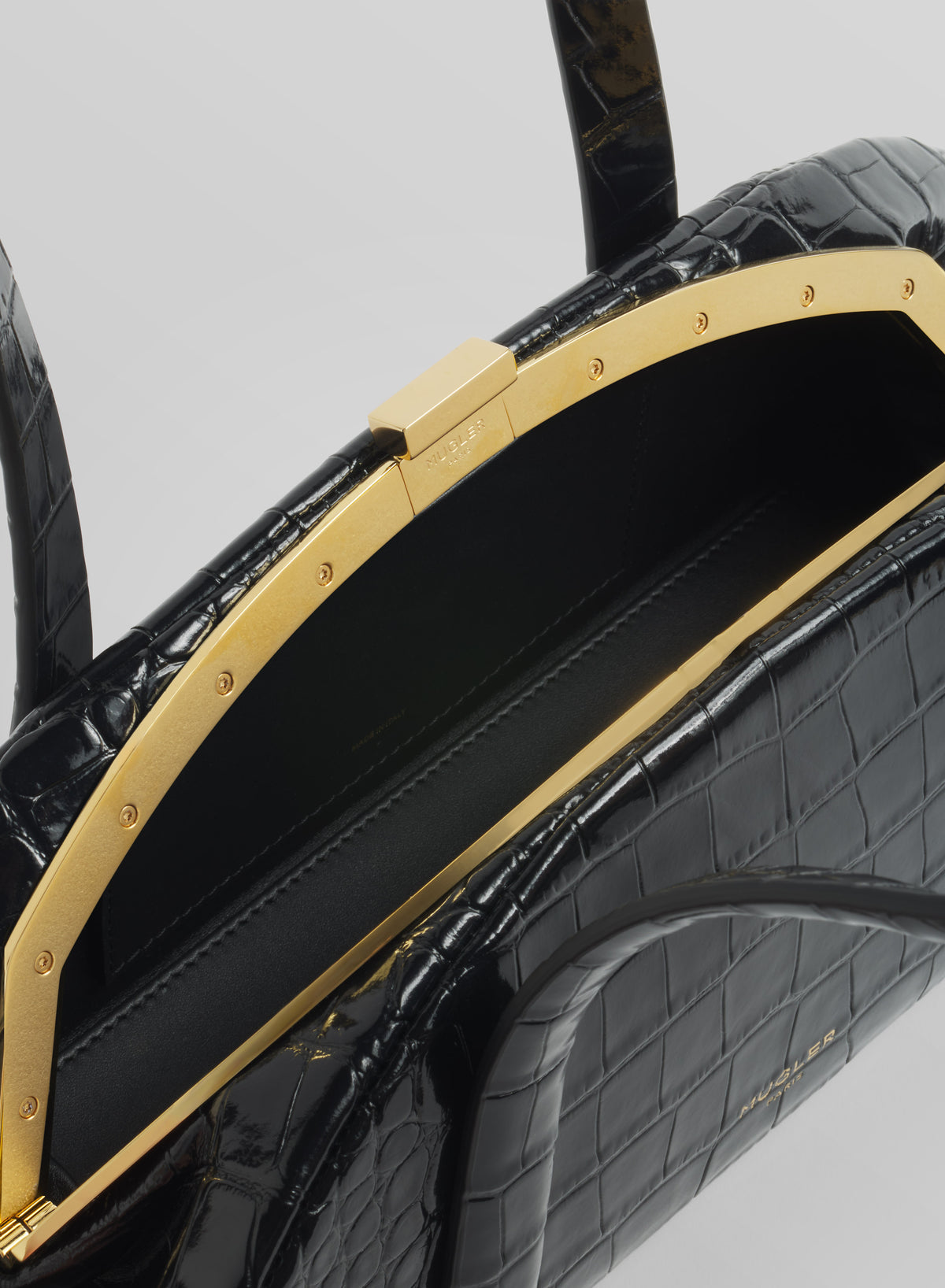 black lua bag croc embossed leather