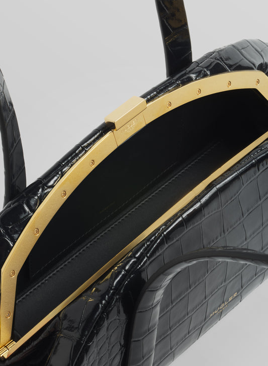 black lua bag croc embossed leather