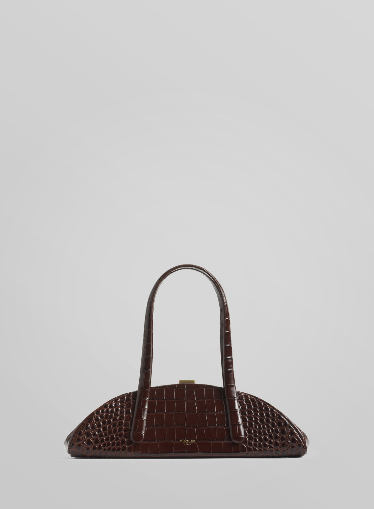 brown lua bag croc embossed leather