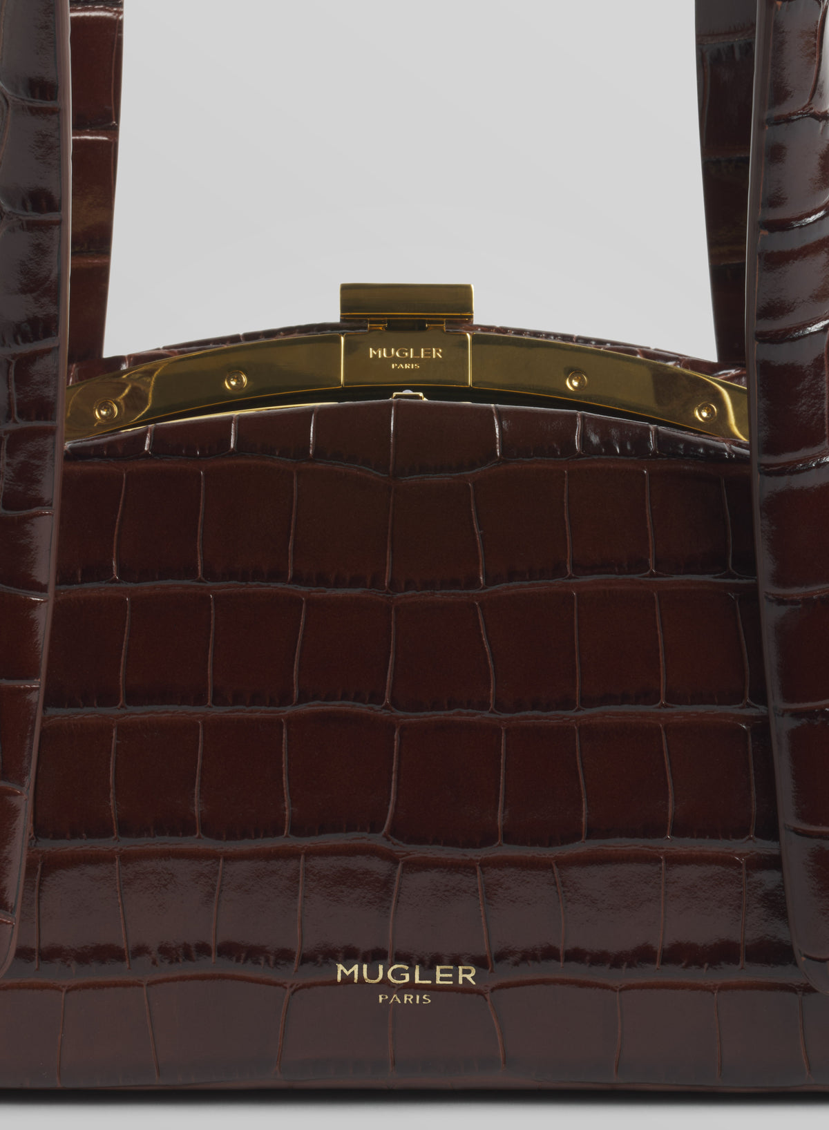brown lua bag croc embossed leather
