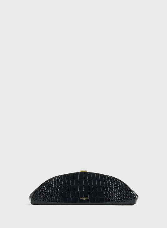 black lua clutch croc embossed leather