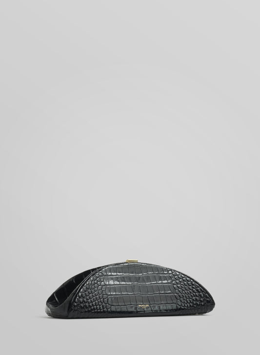 black lua clutch croc embossed leather