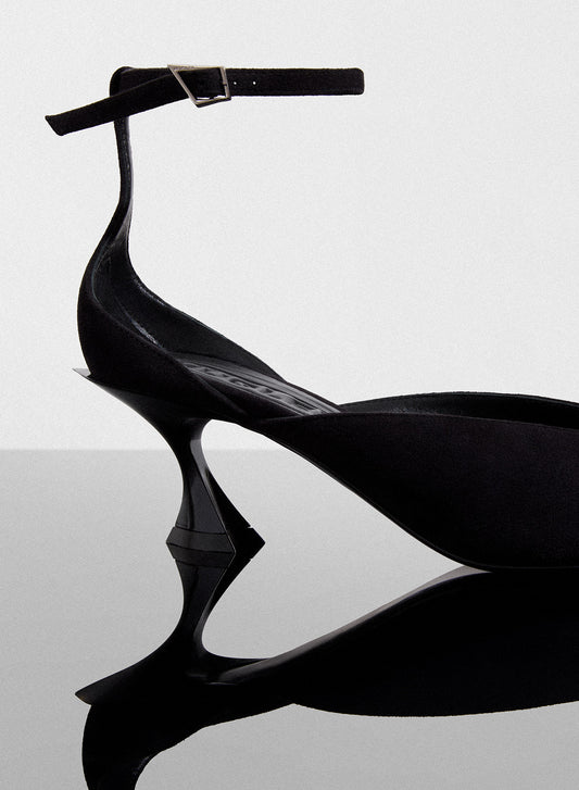 black leather strappy fang 55 mules