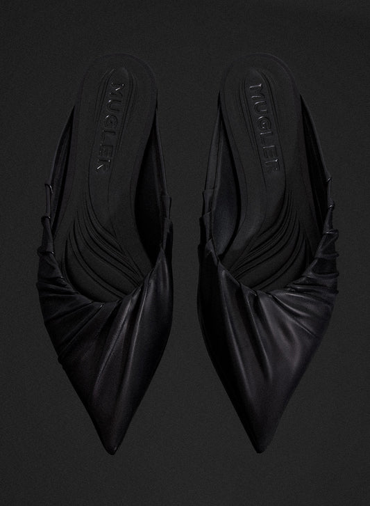 black draped Fang flats