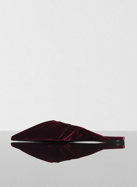 burgundy draped Fang flats