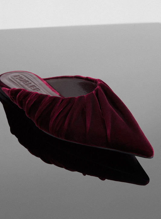 burgundy draped Fang flats