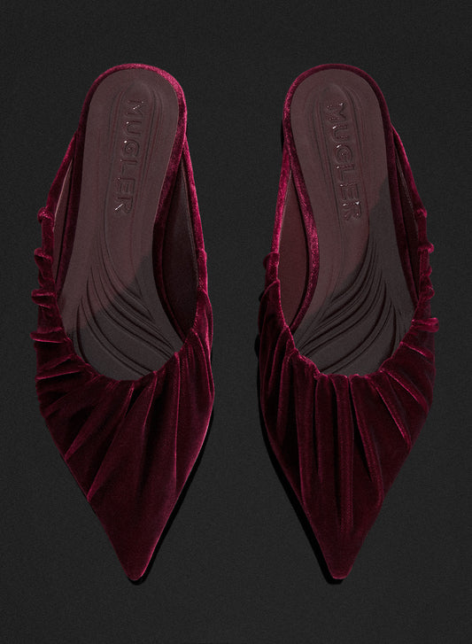 burgundy draped Fang flats