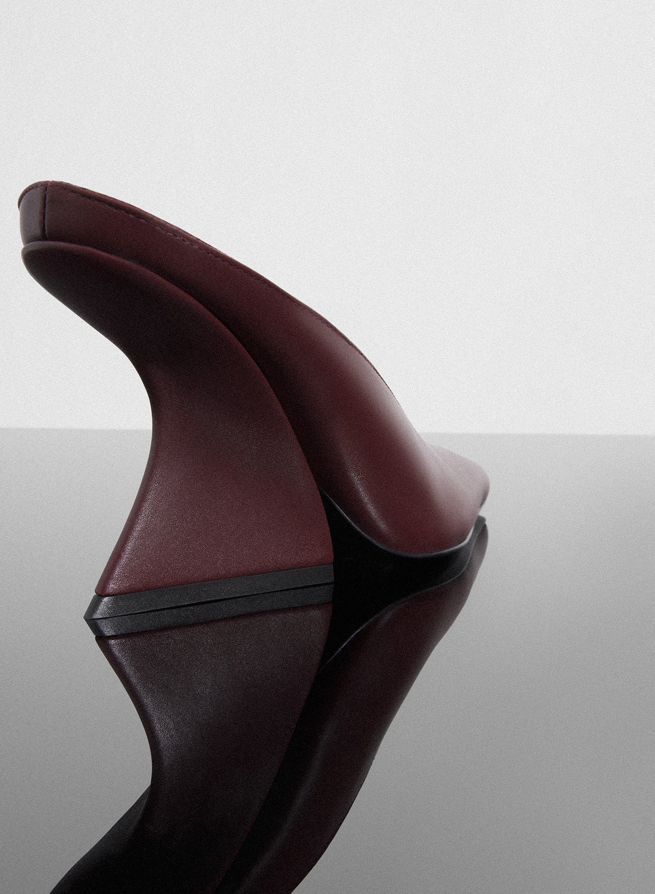 burgundy curved heel mules