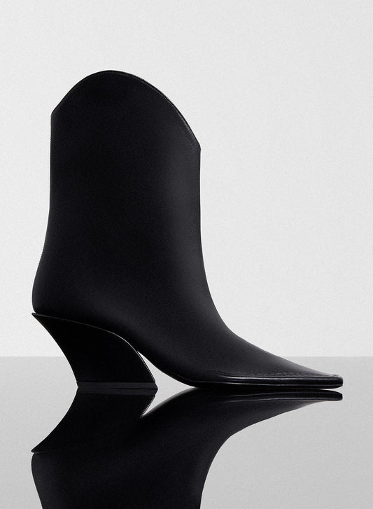 black leather Santiag boots