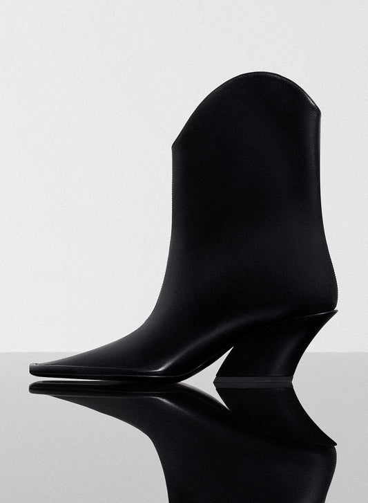 black leather Santiag boots