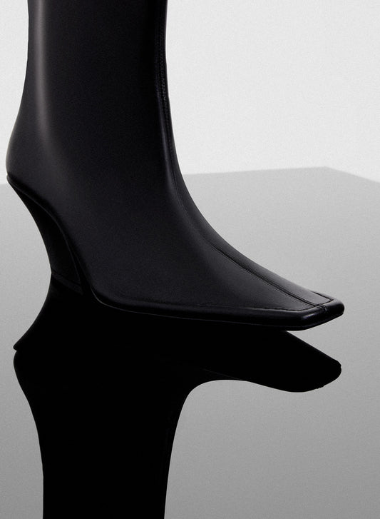 black leather Santiag boots