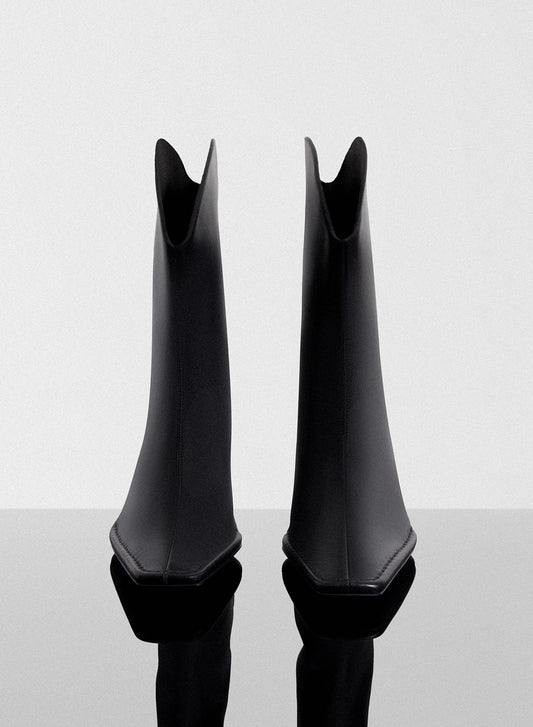 black leather Santiag boots