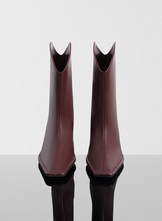 burgundy leather Santiag boots