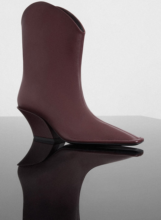 burgundy leather Santiag boots