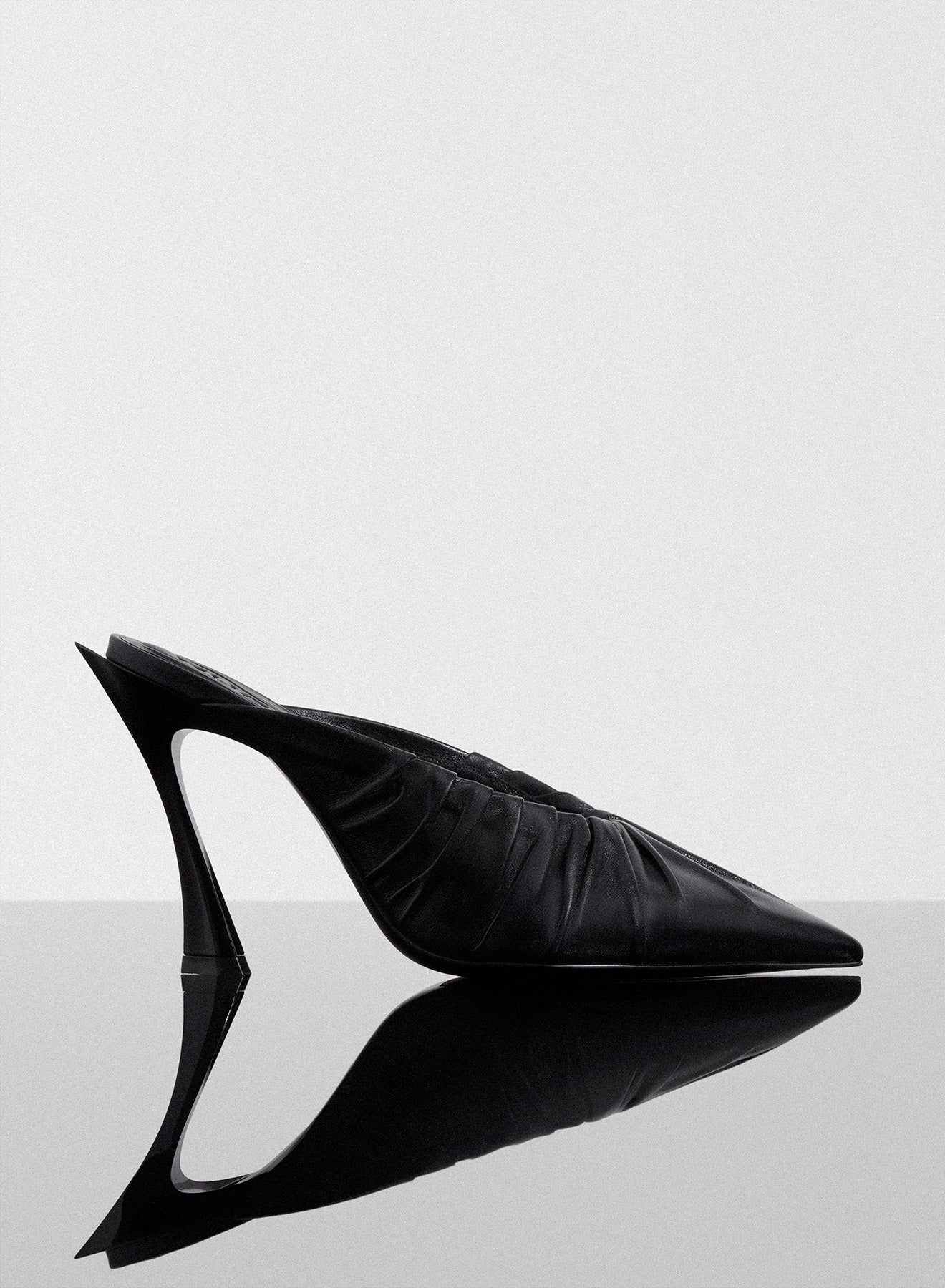 black draped Fang 95 mules