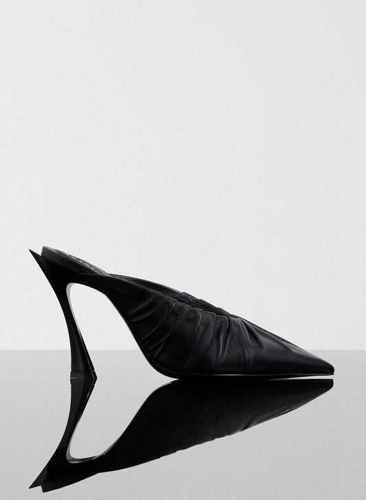 black draped Fang 95 mules