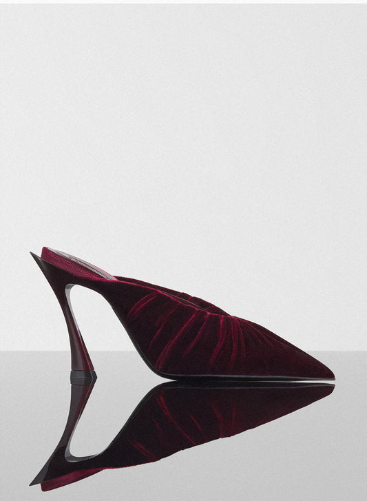 burgundy draped Fang 95 mules