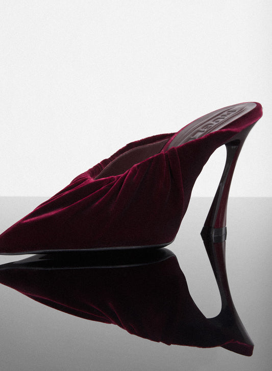 burgundy draped Fang 95 mules