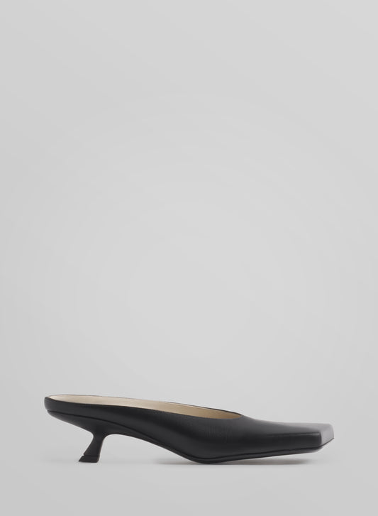 Black square mules 45
