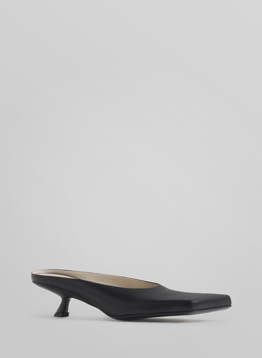 Black square mules 45