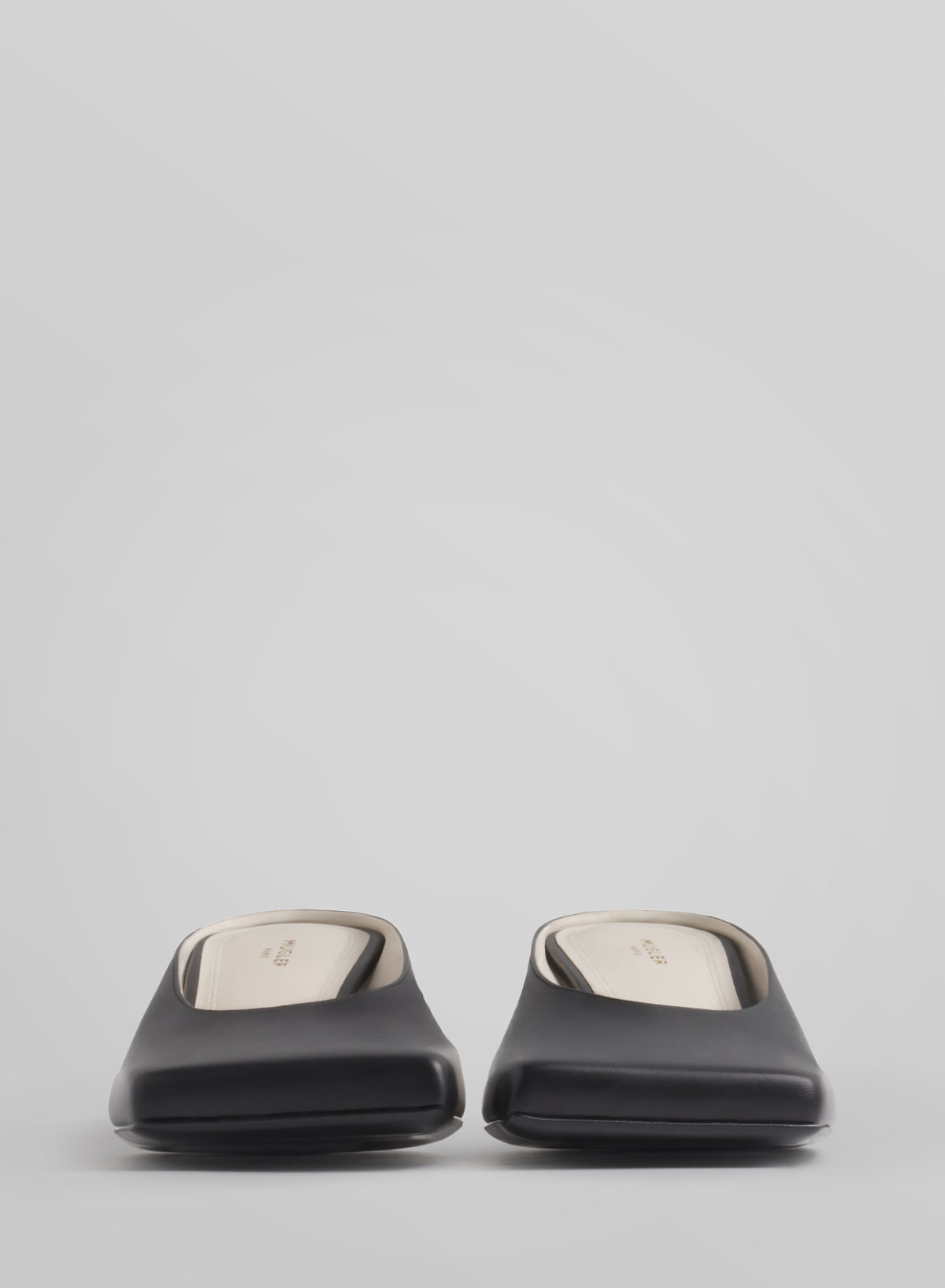 Black square mules 45