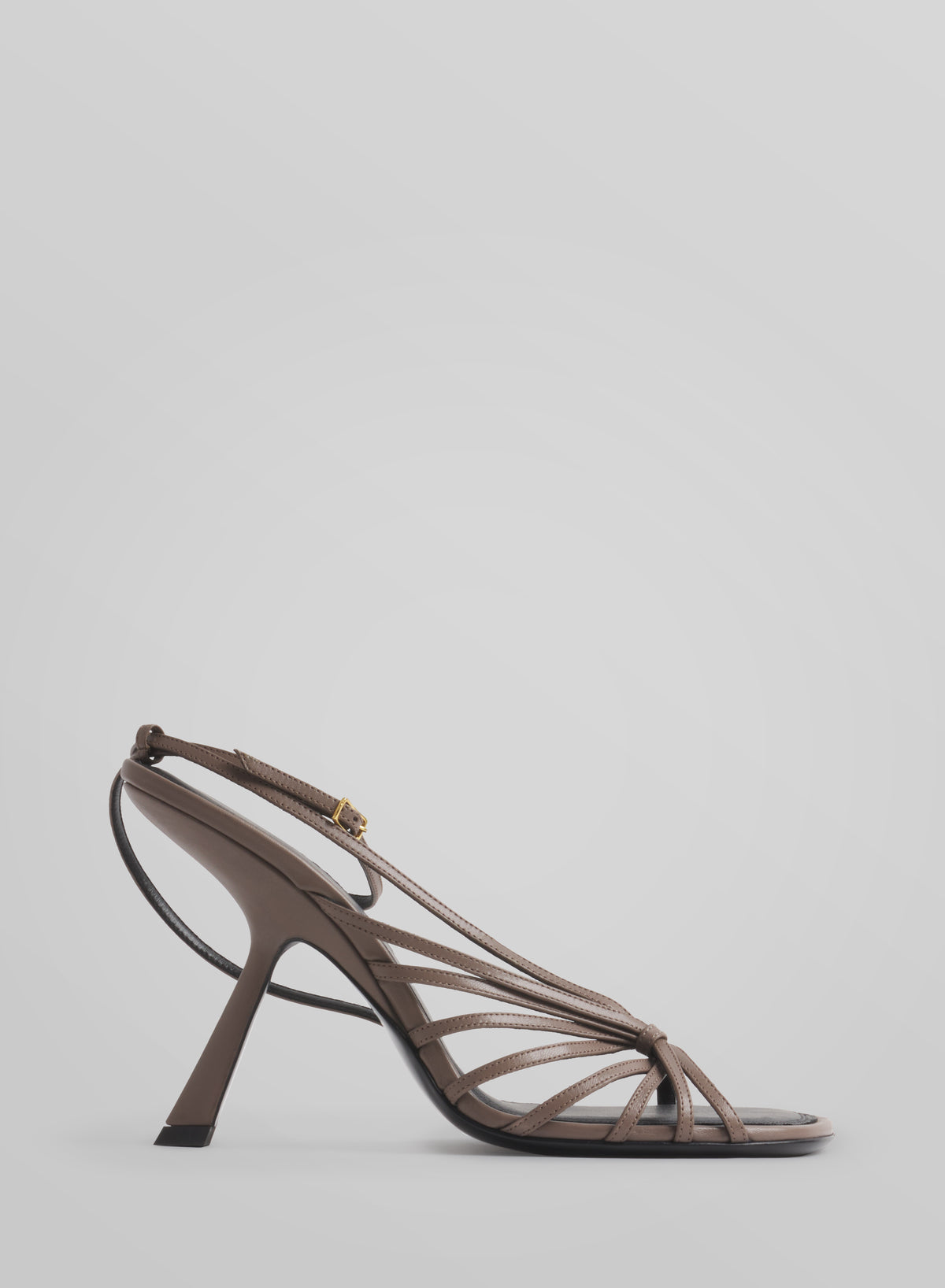 Taupe knotted t-strap sandals 105