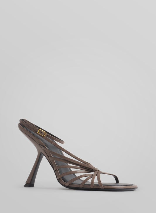 Taupe knotted t-strap sandals 105