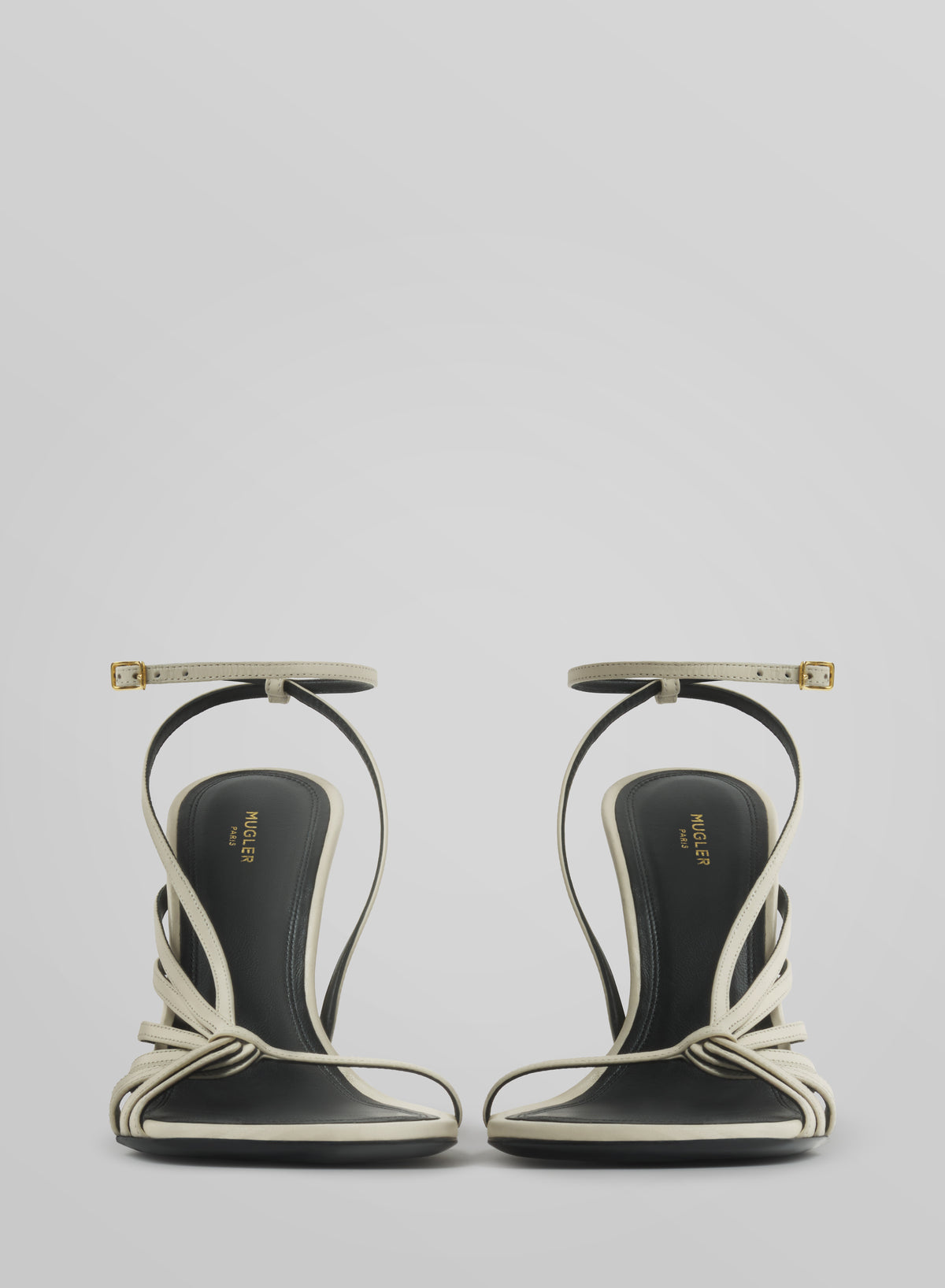 Milk knotted t-strap sandals 105