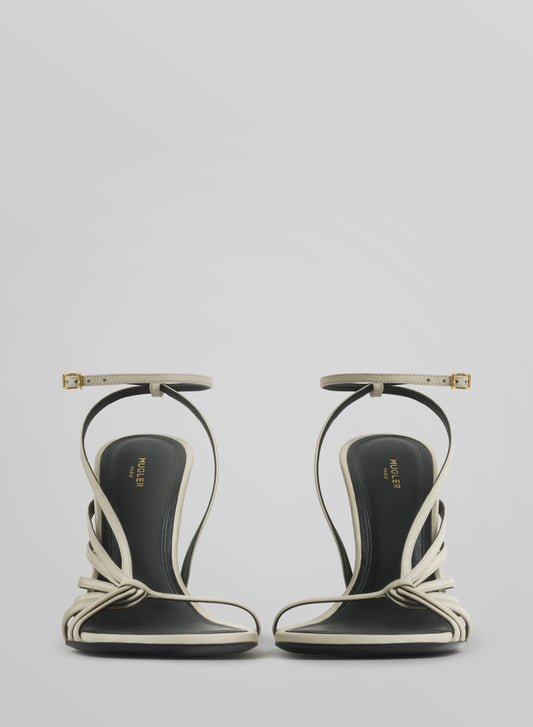 Milk knotted t-strap sandals 105