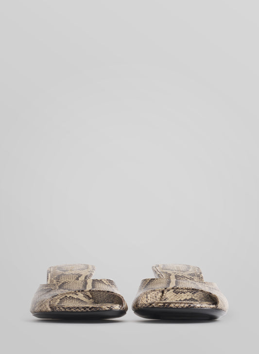 Faux python peep-toe mules 45