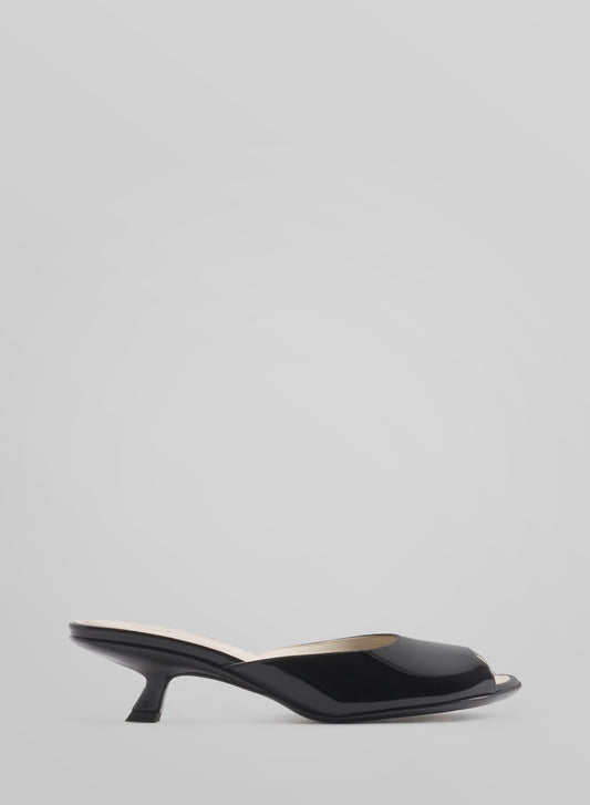Black peep-toe mules 45