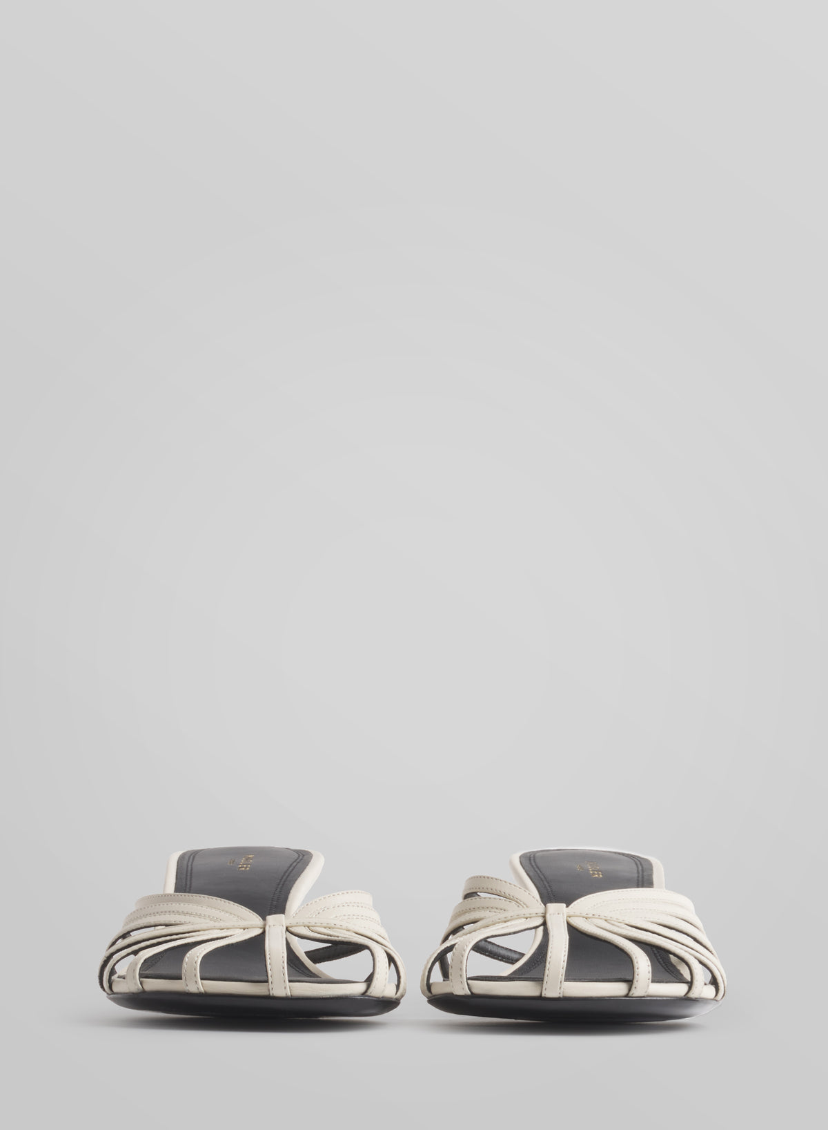 White knotted strap mules 45
