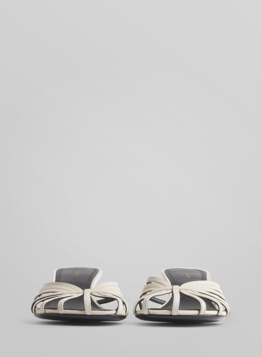 White knotted strap mules 45