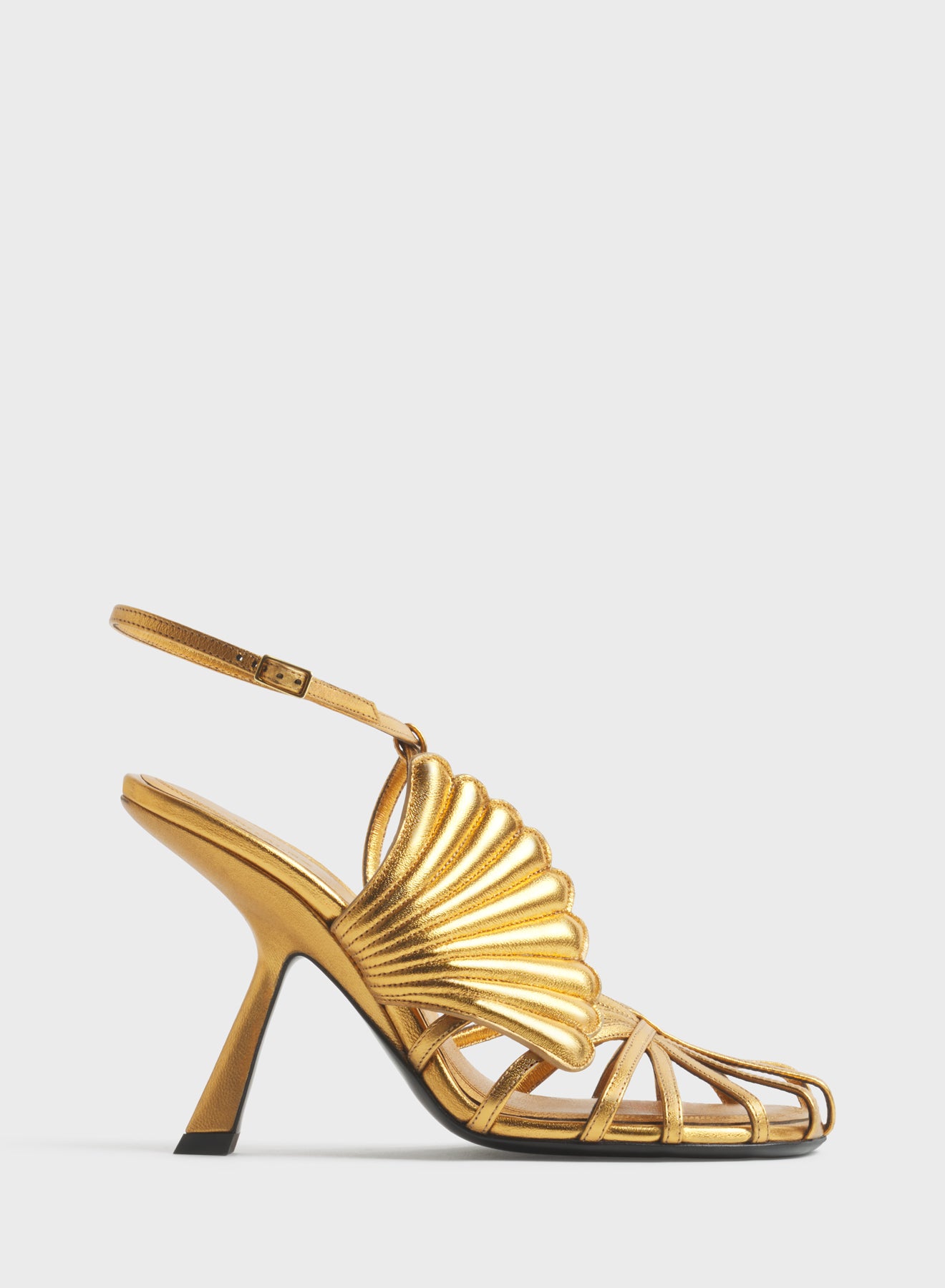 Gold shell t-strap sandals 105