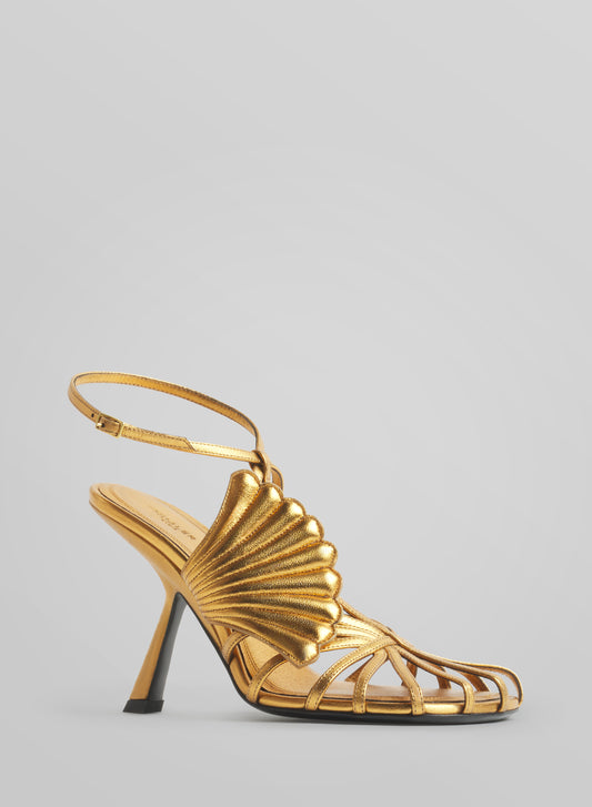 Gold shell t-strap sandals 105