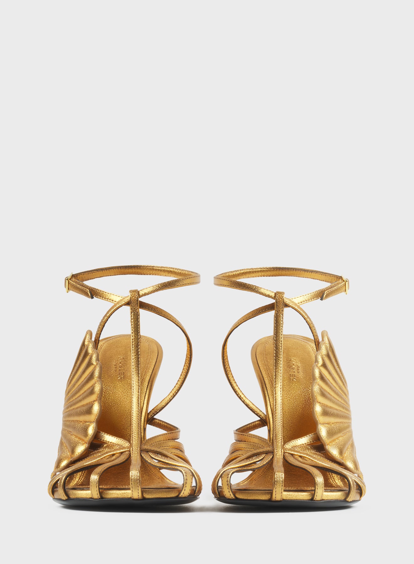 Gold shell t-strap sandals 105