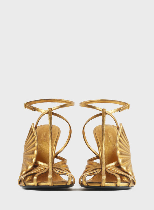 Gold shell t-strap sandals 105