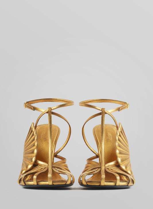 Gold shell t-strap sandals 105