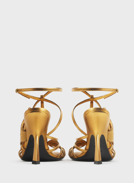 Gold shell t-strap sandals 105