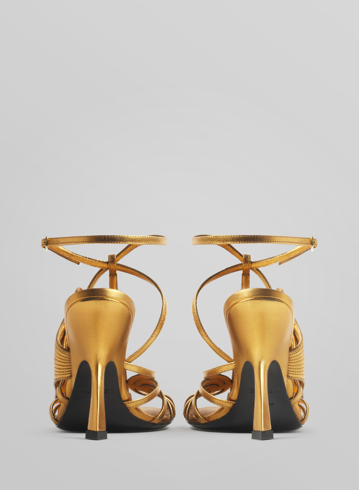 Gold shell t-strap sandals 105