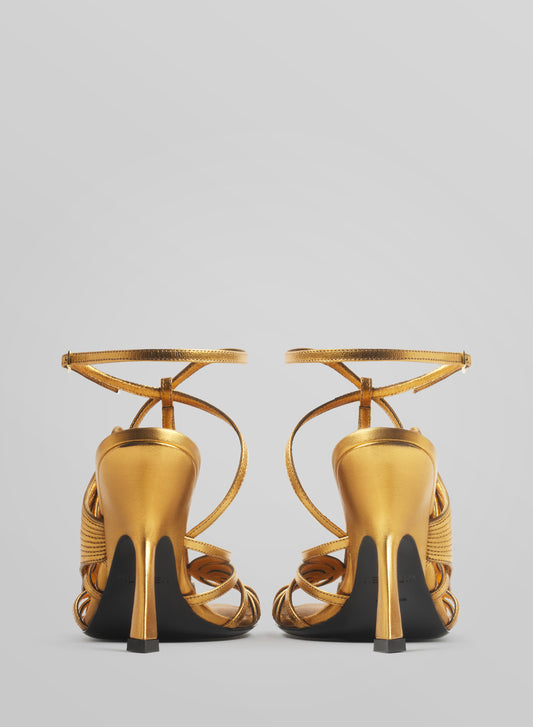 Gold shell t-strap sandals 105