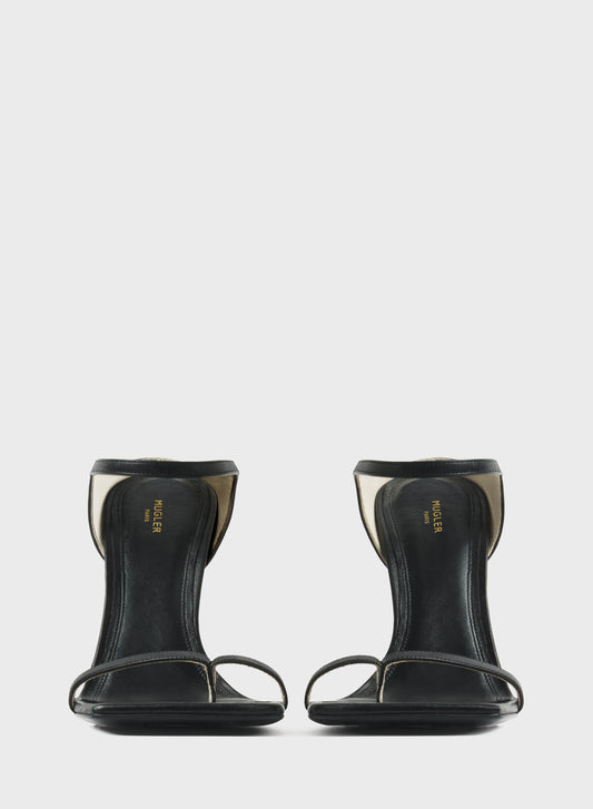 Black thong square sandals 105