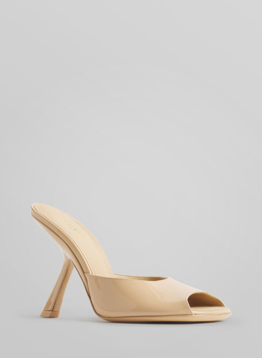 Tan peep-toe mules 105