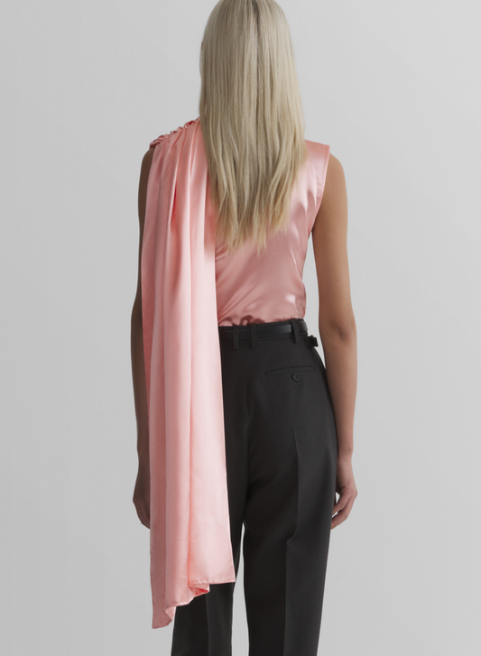 baby pink scarf sleeveless top