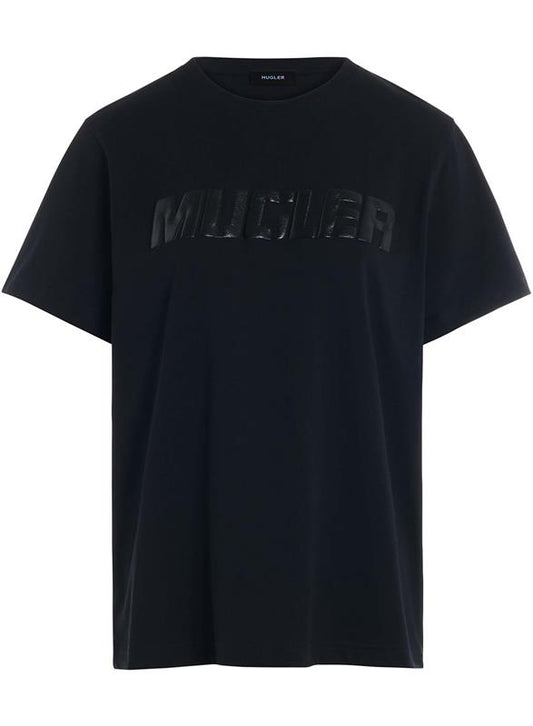t-shirt noir avec logo mugler