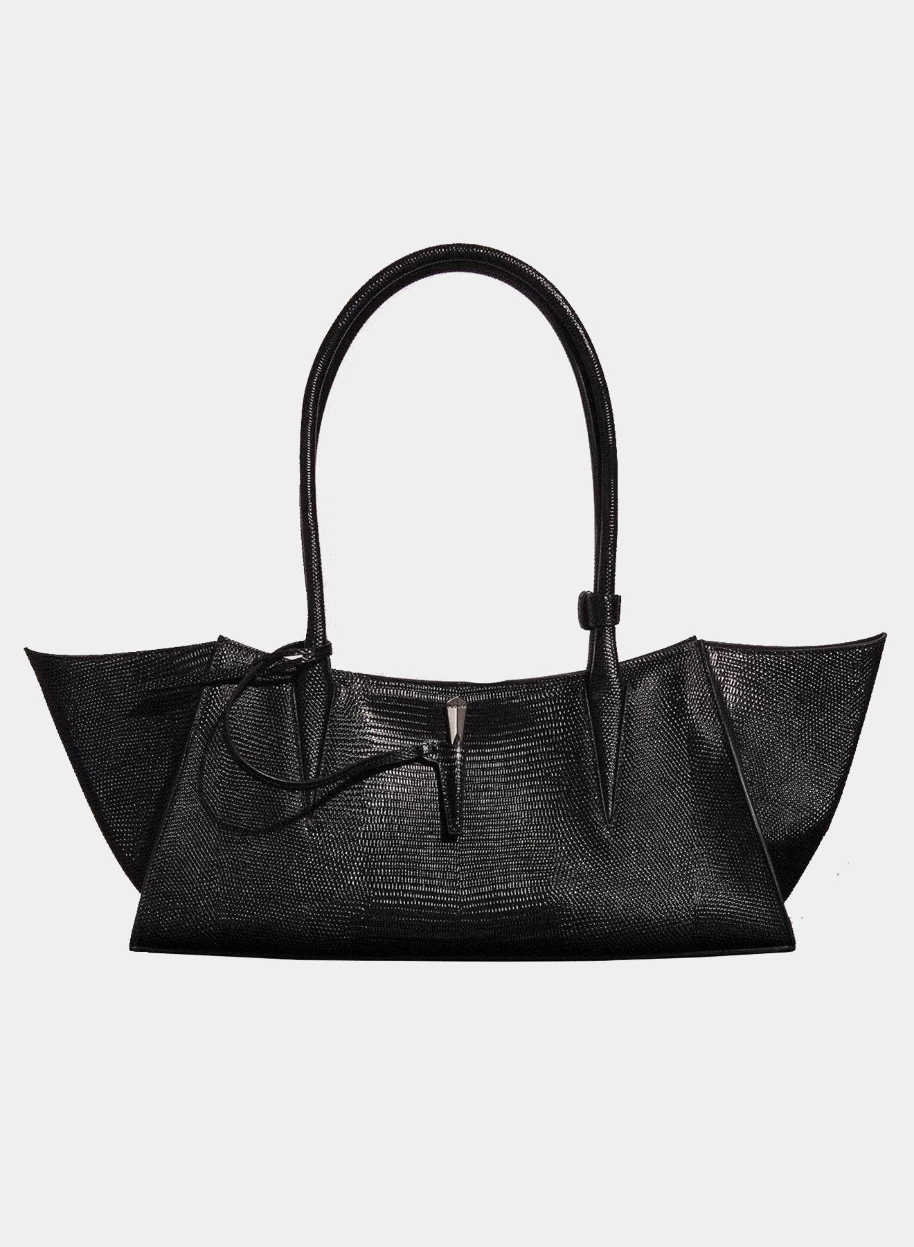 black embossed lizard leather fang bag