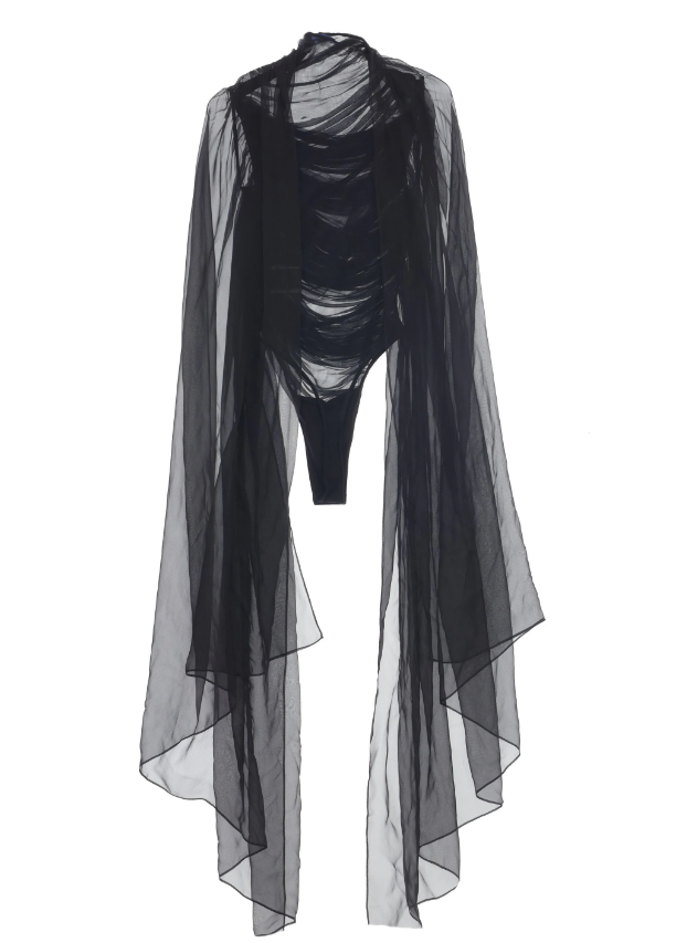 black veil-sleeve bodysuit | MUGLER Official Website – Mugler